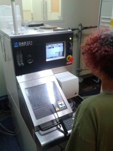 Virginia uses diamond saw to cut the dies out of wafer. Probably the most useful thing a woman has ever done with the diamonds.